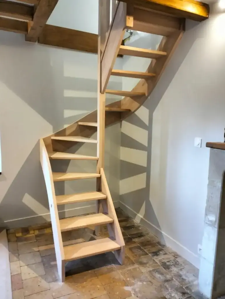 escalier bois 2 quarts tournant sans contre marche