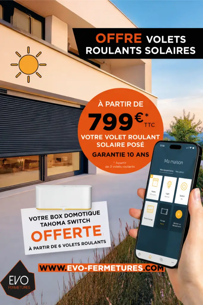 affiche avec notre offre volet roulant solaire